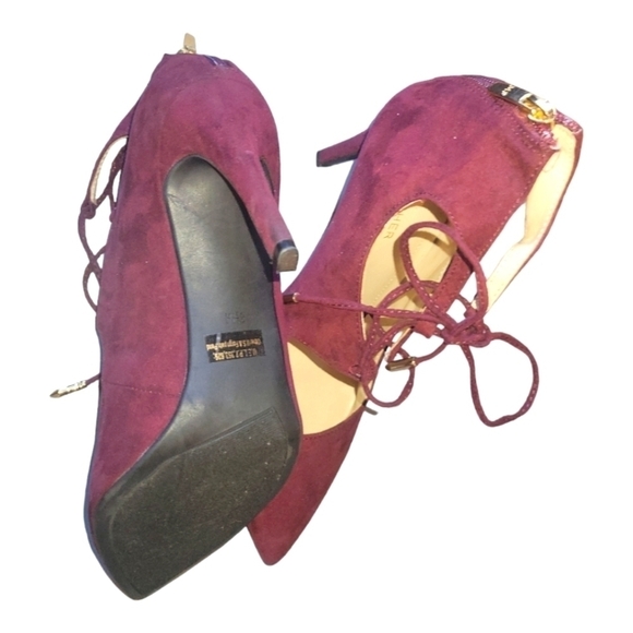 Marc Fisher Suede 4" Lace-Up Zip back Ankle Closure Heels Sz 8.5 - Picture 7 of 13